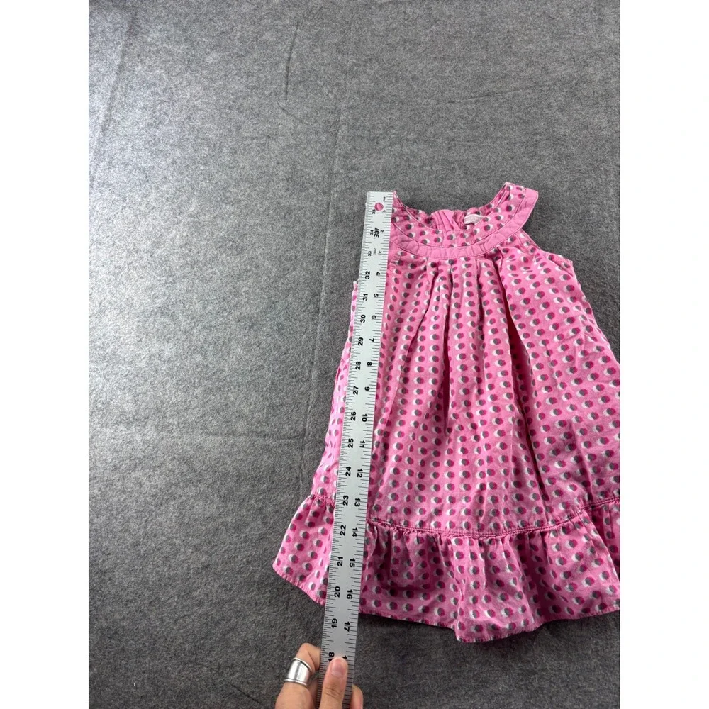 Old Navy Baby Girl Pink Polka Dot Ruffle Hem Cotton Dress 12-18 Months VTG 00s